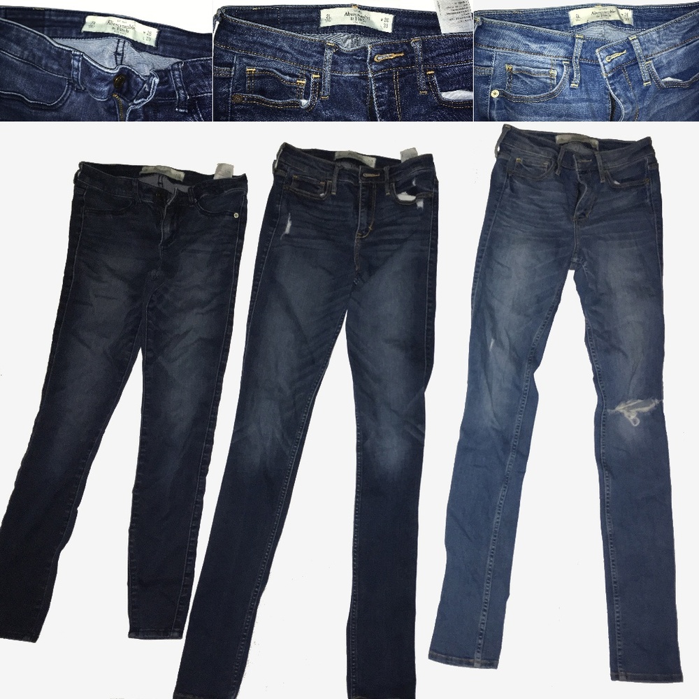 Size 2 Abercrombie Junior Girls Jeans - 3 pairs